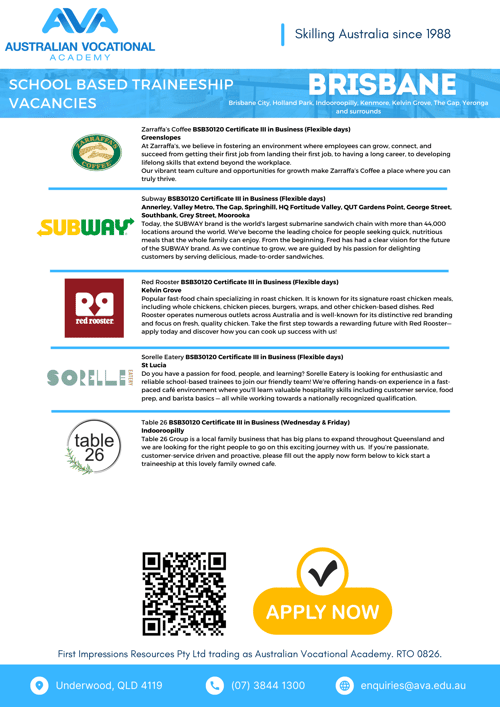 School Based Traineeship - Brisbane (1)